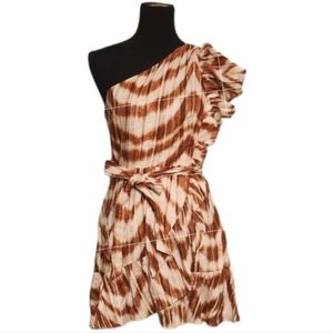 Banana Republic one-shoulder mini belted dress sz 4 hem 24" autumn orange